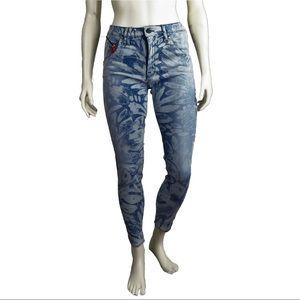 CYCLE Mid-Rise Floral Skinny Jeans, Blue, Size M | 29